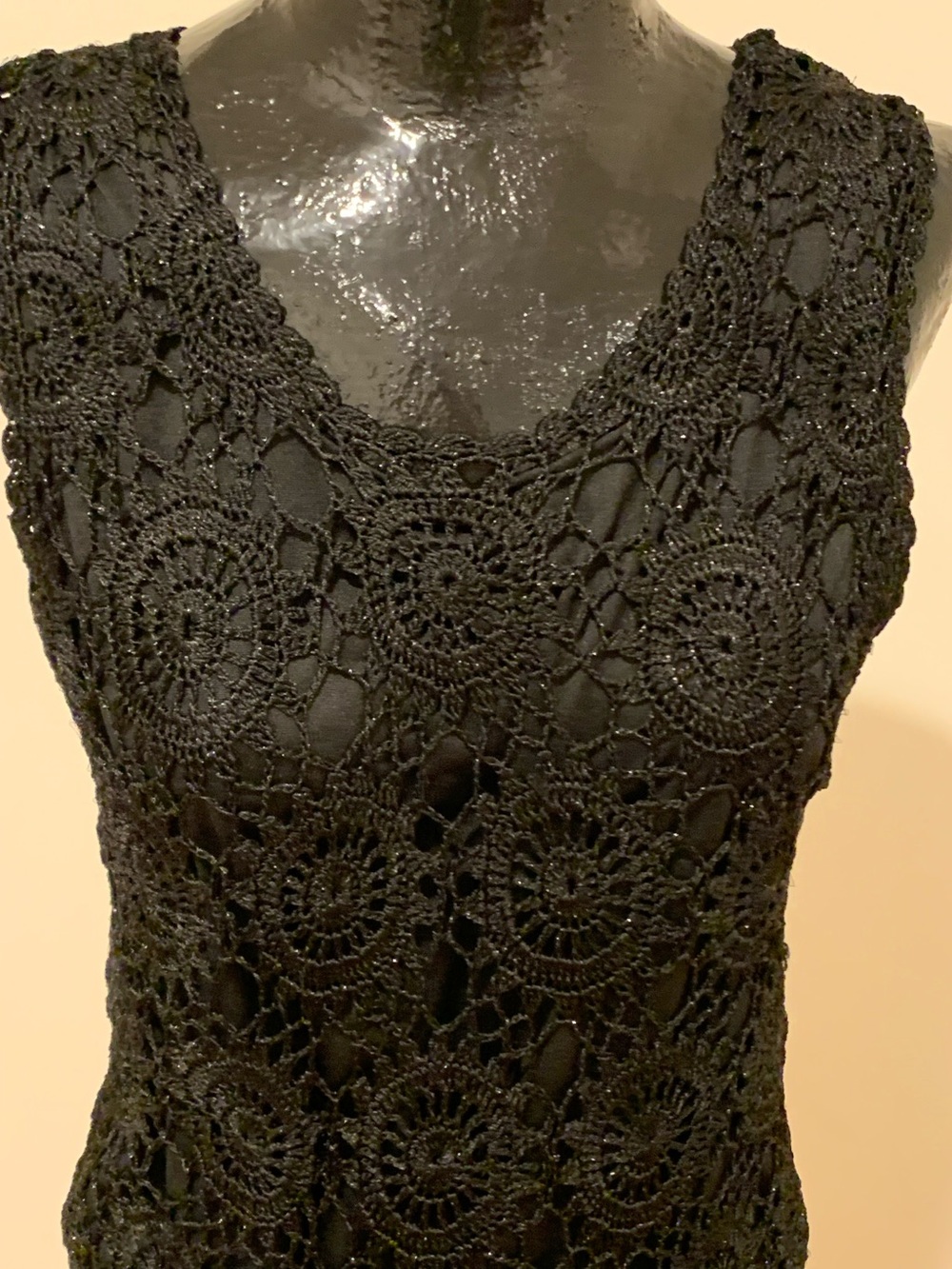Black Crochet Sleeveless Top
